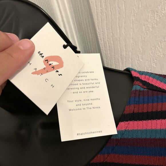 NWT The Nines By Hatch Womens Maternity Long Sleeve Burgundy Striped Size L - Picture 10 of 16